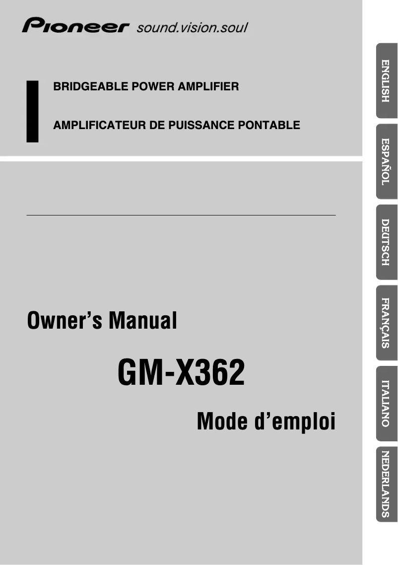 Page n°1 - Manuel utilisateur Pioneer GM-X362
