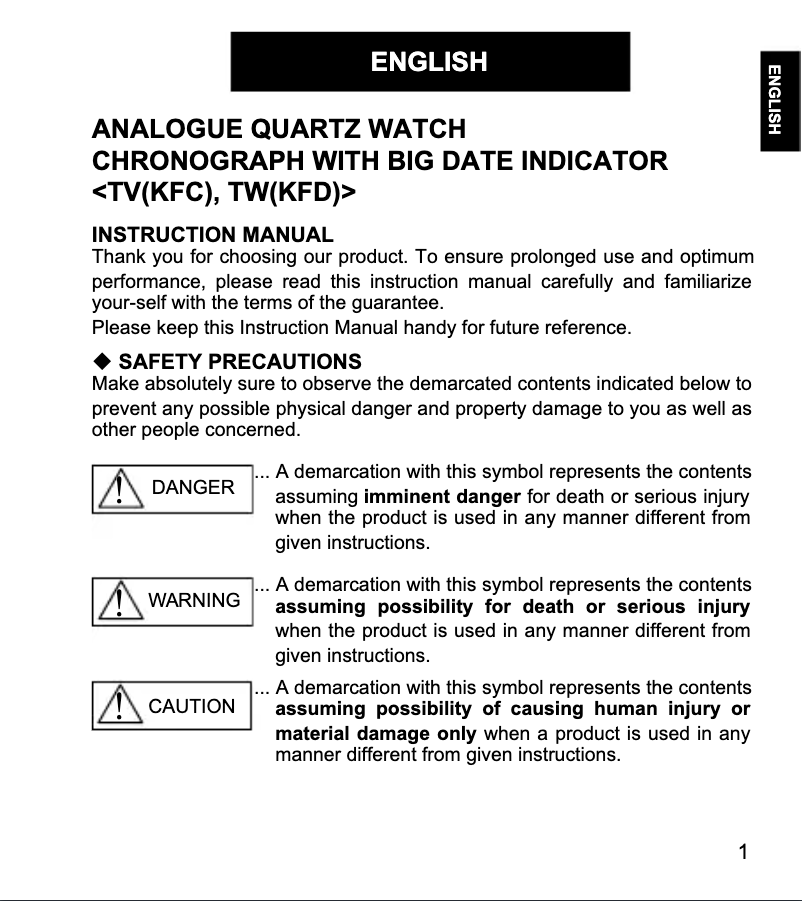 Page 1 de la notice Manuel utilisateur ORIENT Sports TW04002S