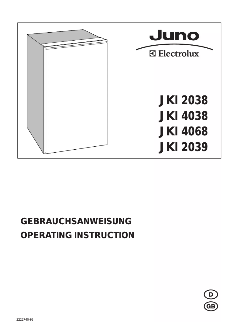 Page n°1 - Manuel utilisateur Juno Electrolux JKI2039