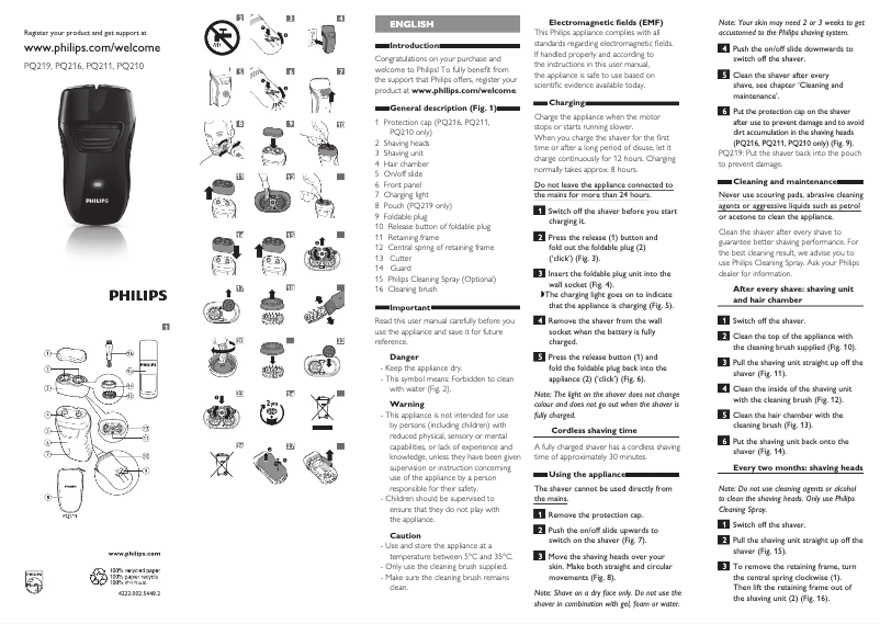 Page n°1 - Manuel utilisateur Philips PQ219