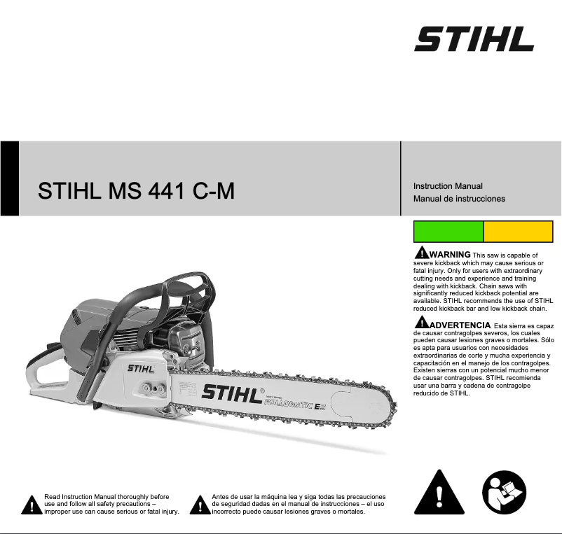 Page 1 de la notice Manuel utilisateur Stihl MS 441 C-M