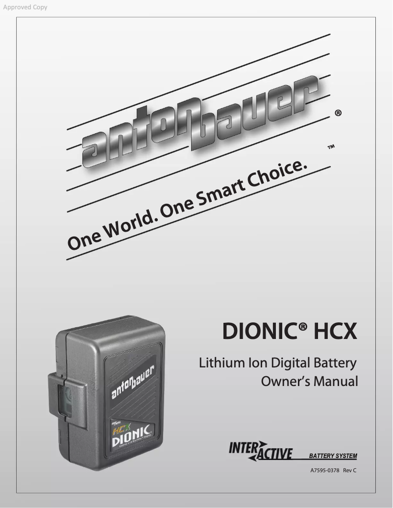 Page n°1 - Manuel utilisateur Anton/Bauer DIONIC HCX