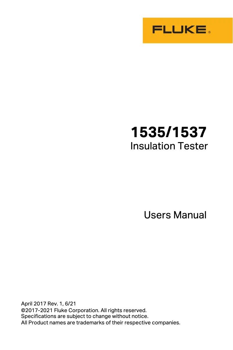 Page 1 de la notice Manuel utilisateur Fluke 1535