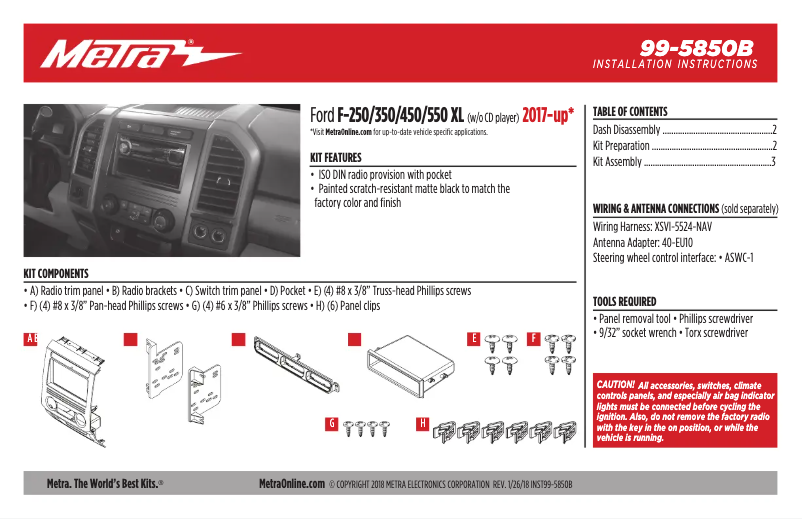 Page n°1 - Guide d'installation Metra 99-5850B