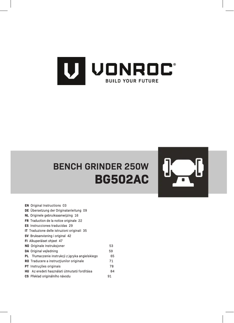 Page n°1 - Manuel utilisateur Vonroc BG502AC