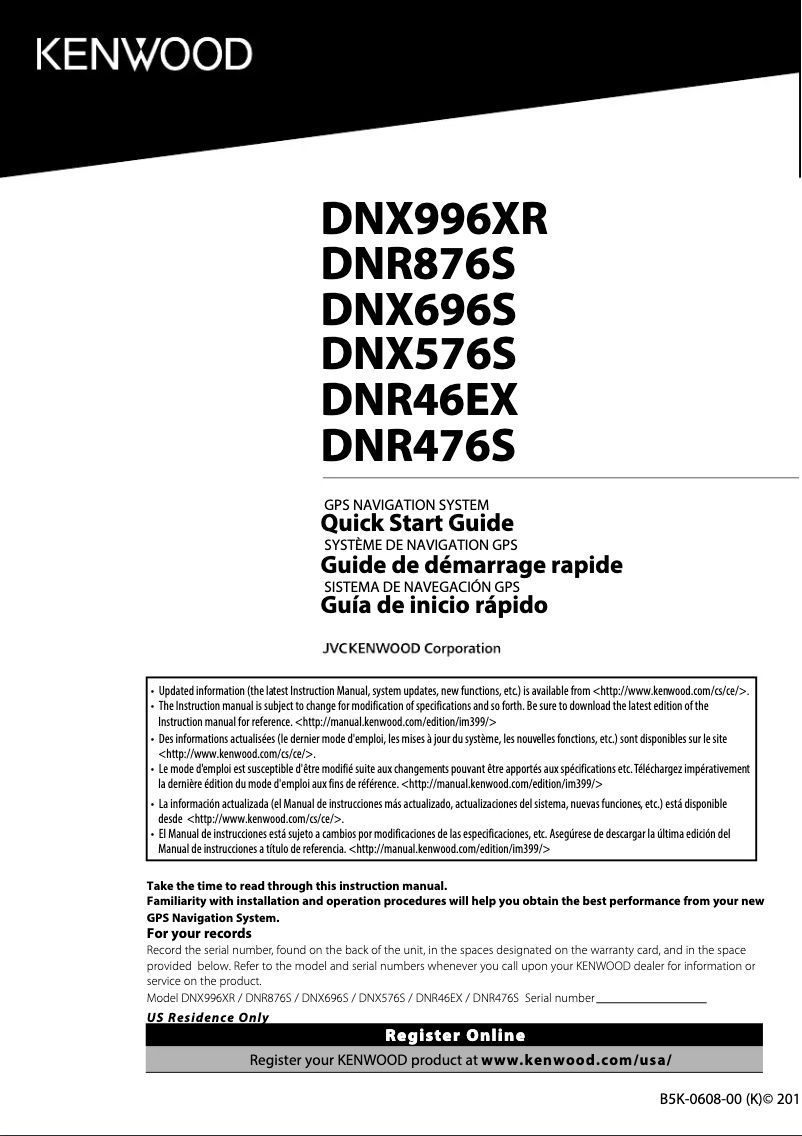 Page n°1 - Manuel utilisateur Kenwood DNR46EX
