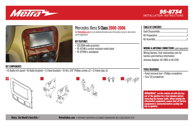 Page n°1 - Mode d'emploi Metra 95-8734B