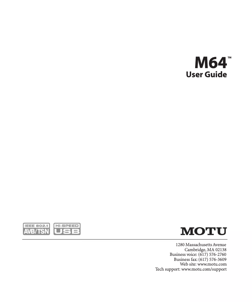 Page n°1 - Manuel utilisateur Motu M64
