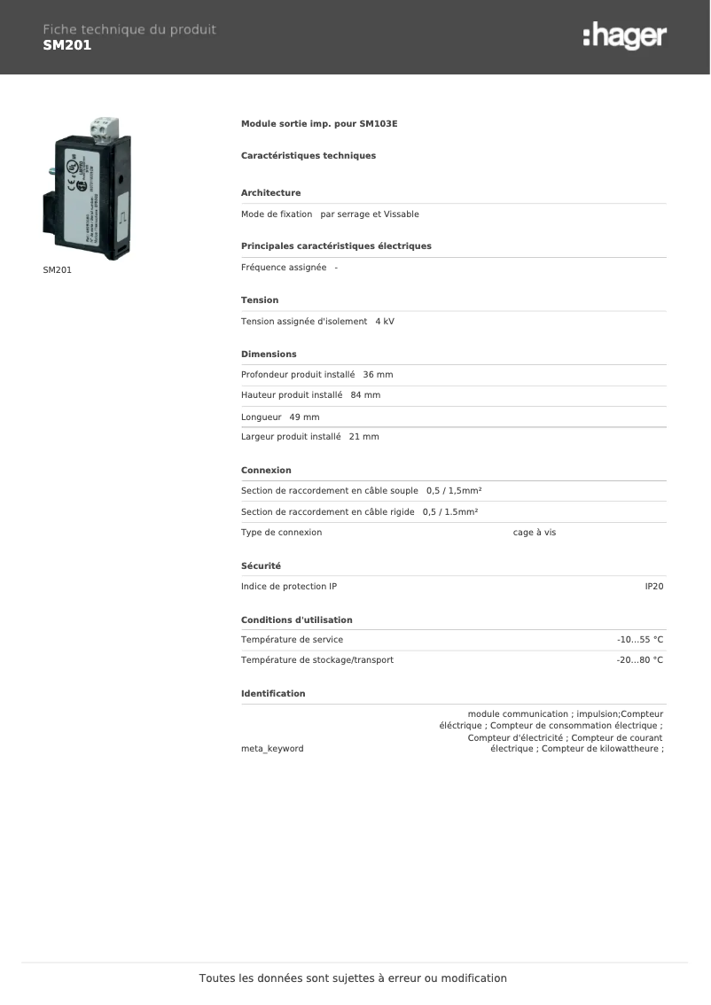 Image de la première page du manuel de l'appareil SM201