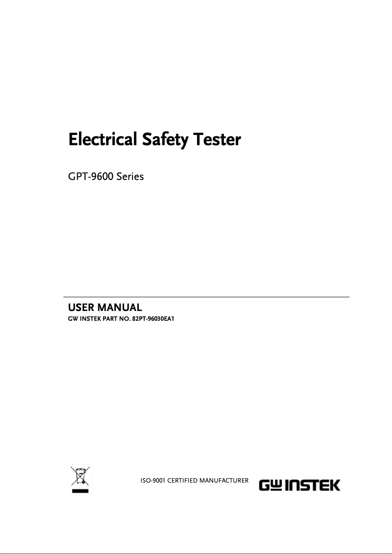 Page n°1 - Manuel utilisateur GW Instek GPT-9602