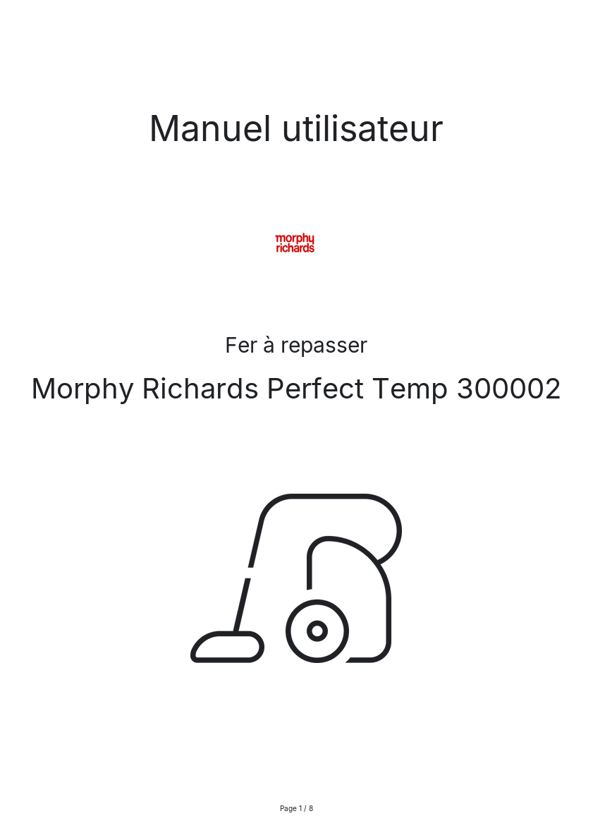 Page n°1 - Manuel utilisateur Morphy Richards Perfect Temp 300002