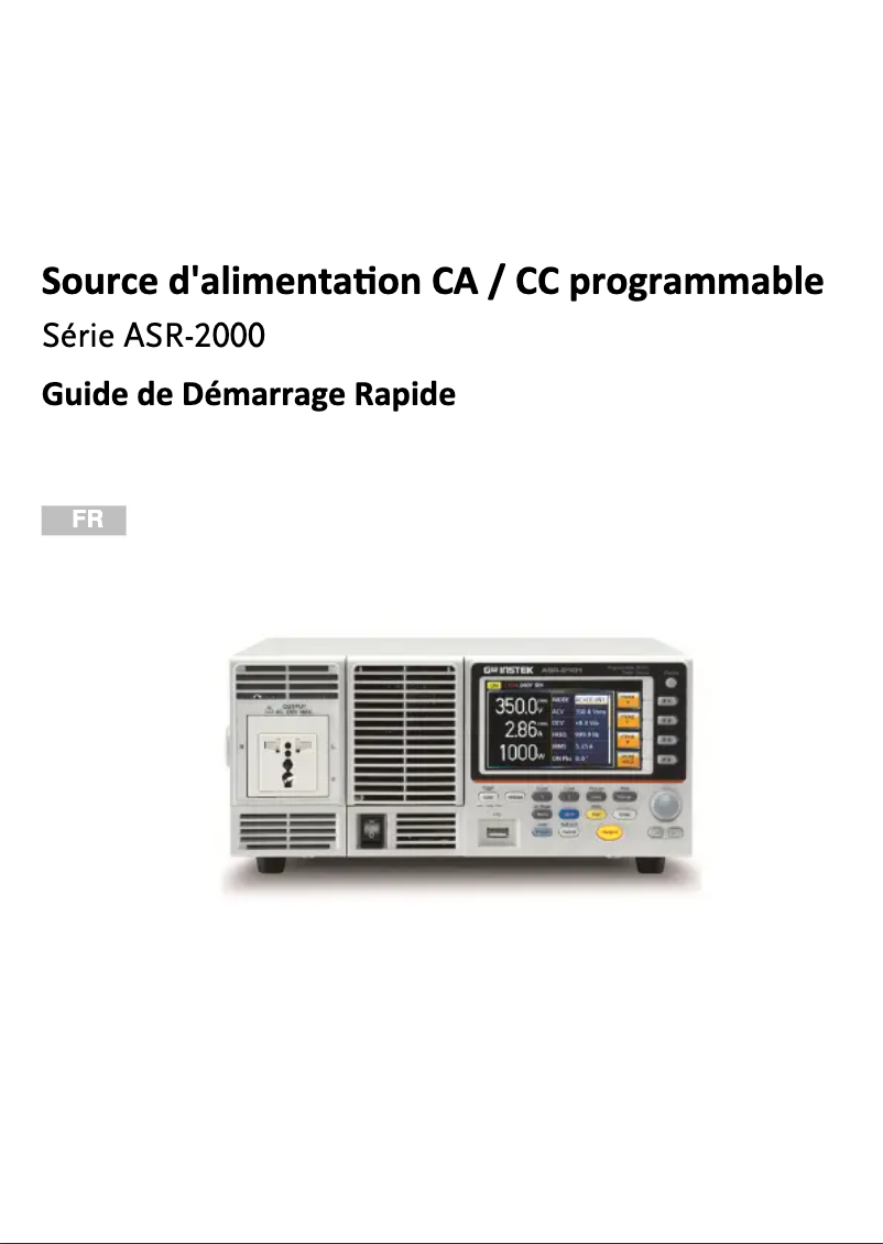 Page n°1 - Manuel utilisateur GW Instek ASR-2100