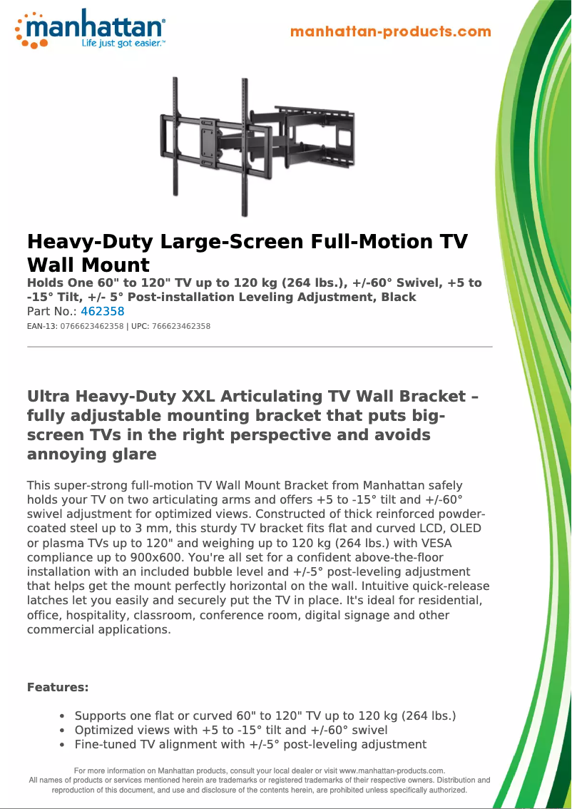Page 1 de la notice Fiche technique Manhattan 462358