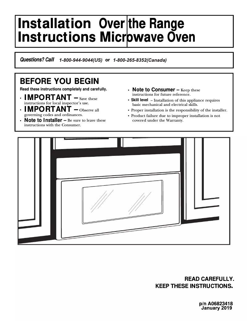 Page 1 de la notice Guide d'installation Frigidaire FGBM15WCVF