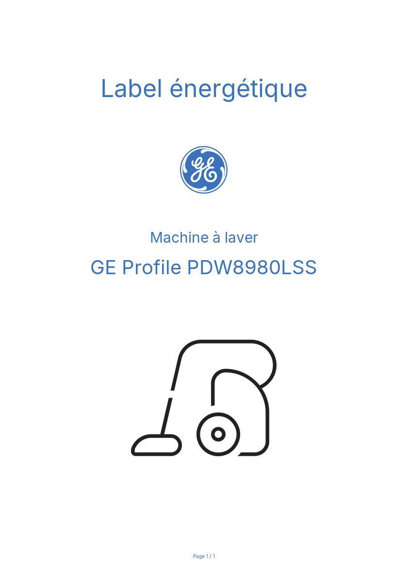 Image de la première page du manuel de l'appareil Profile PDW8980LSS