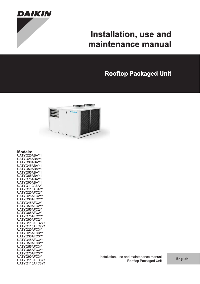 Page 1 de la notice Guide d'installation Daikin UATYQ115AFC2Y1