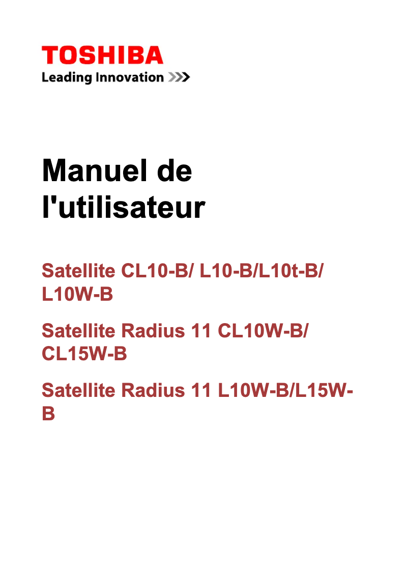 Page n°1 - Manuel utilisateur Toshiba Satellite Radius 11 L10-WB