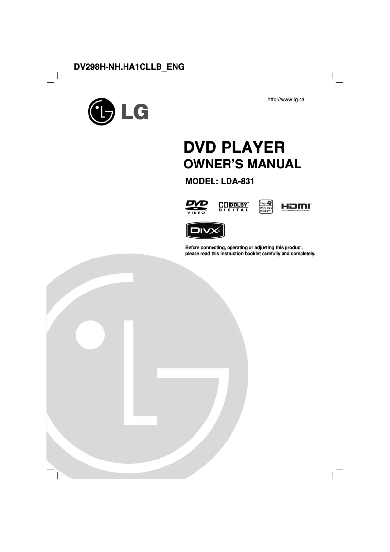 Image de la première page du manuel de l'appareil LDA-831