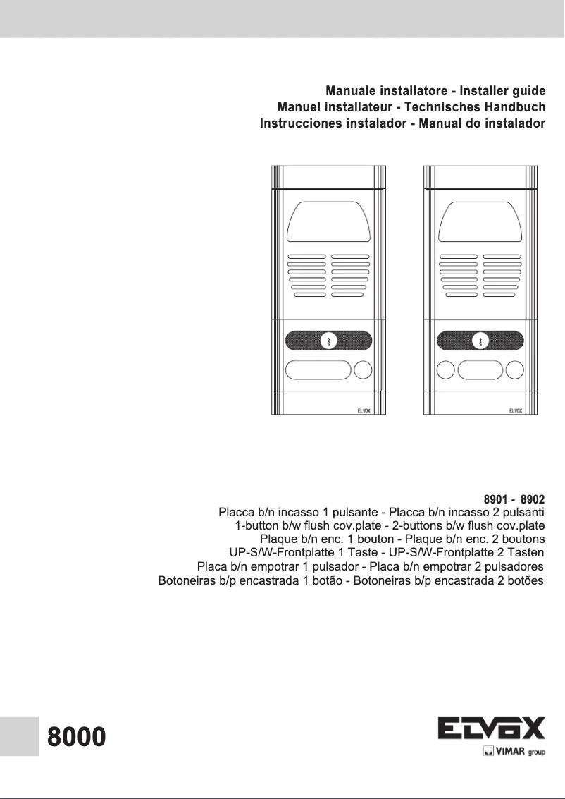 Page 1 de la notice Manuel utilisateur Vimar ELVOX 8901