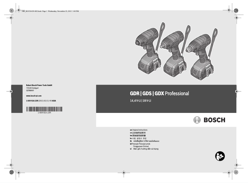 Page 1 de la notice Manuel utilisateur Bosch GDR 14,4 V-LI