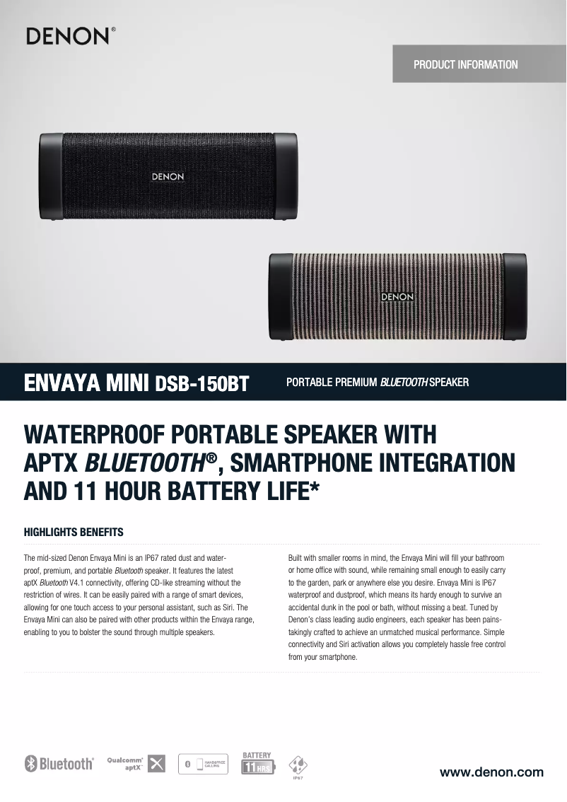 Image de la première page du manuel de l'appareil Envaya Mini DSB-150BT