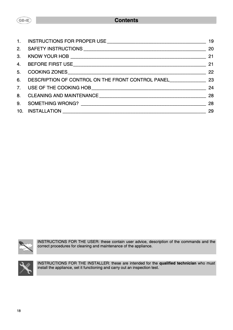 Page 1 de la notice Manuel utilisateur Smeg SE660X