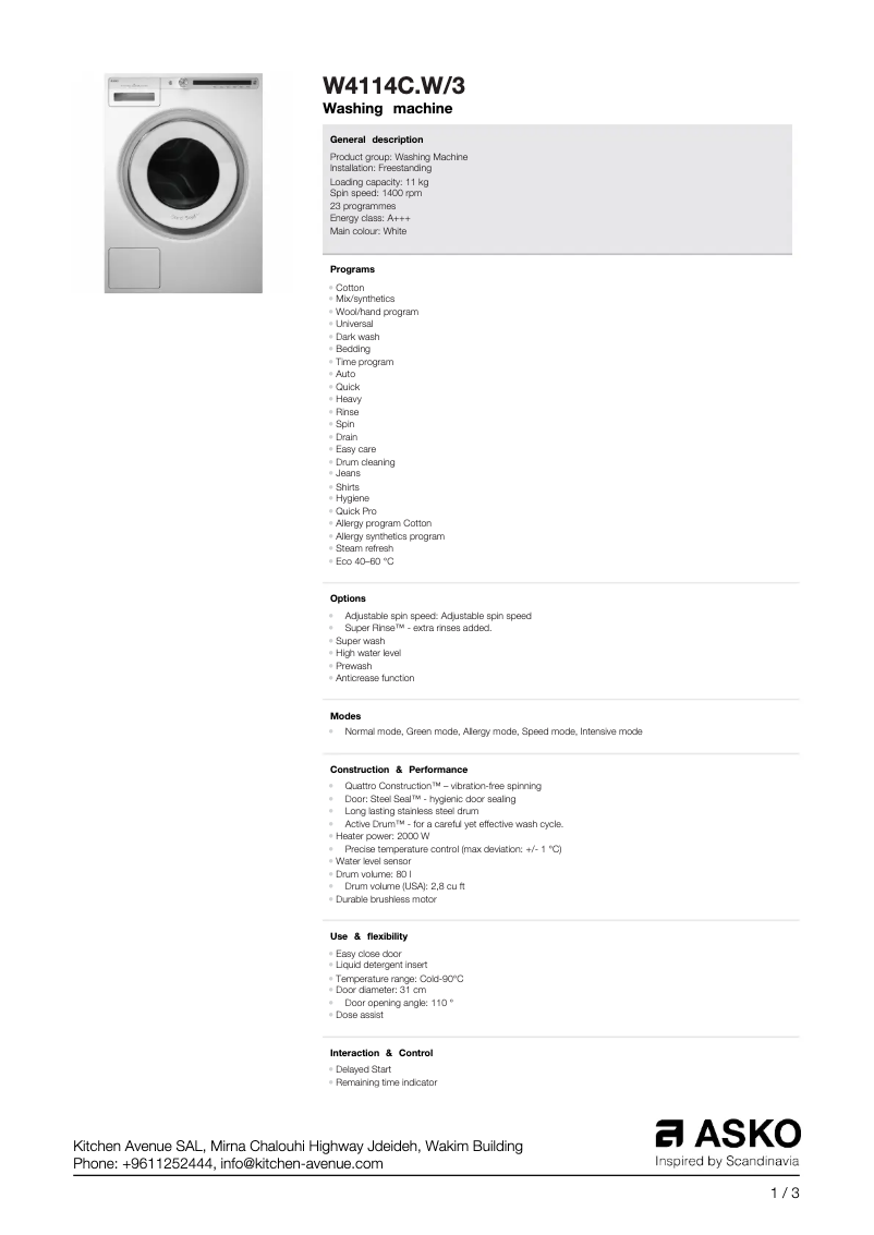 Image de la première page du manuel de l'appareil W4114C