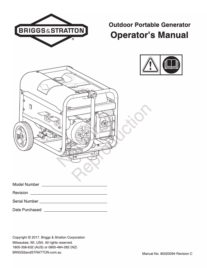 Page 1 de la notice Manuel utilisateur Briggs & Stratton Sprint 3200A