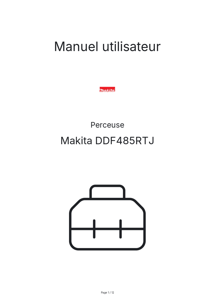 Page n°1 - Manuel utilisateur Makita DDF485RTJ