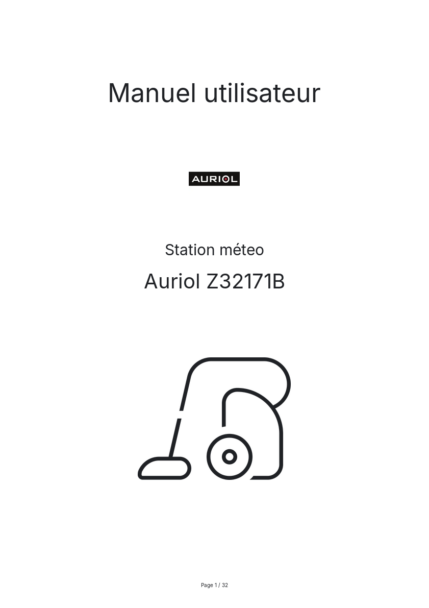 Image de la première page du manuel de l'appareil Z32171B
