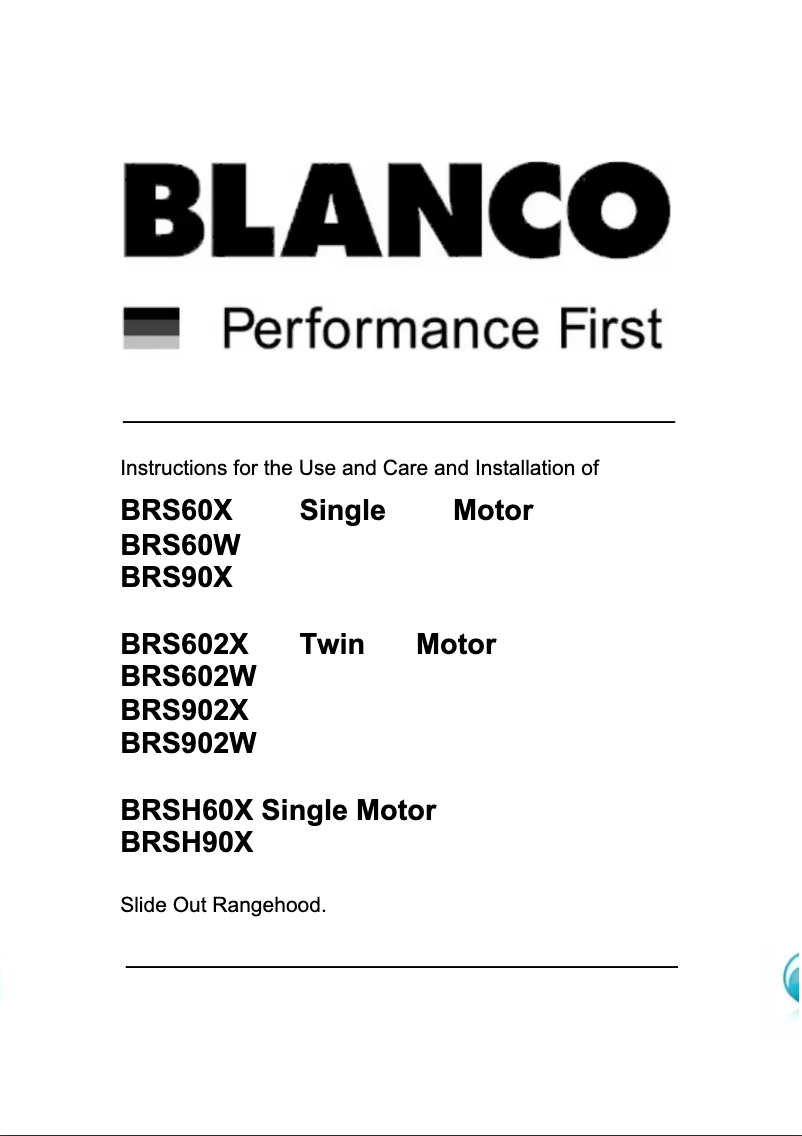 Page 1 de la notice Manuel utilisateur BLANCO BRS90X
