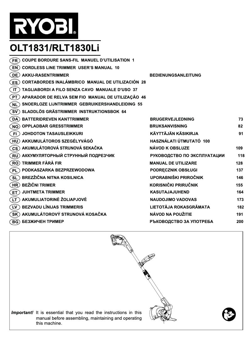 Image de la première page du manuel de l'appareil OLT1831