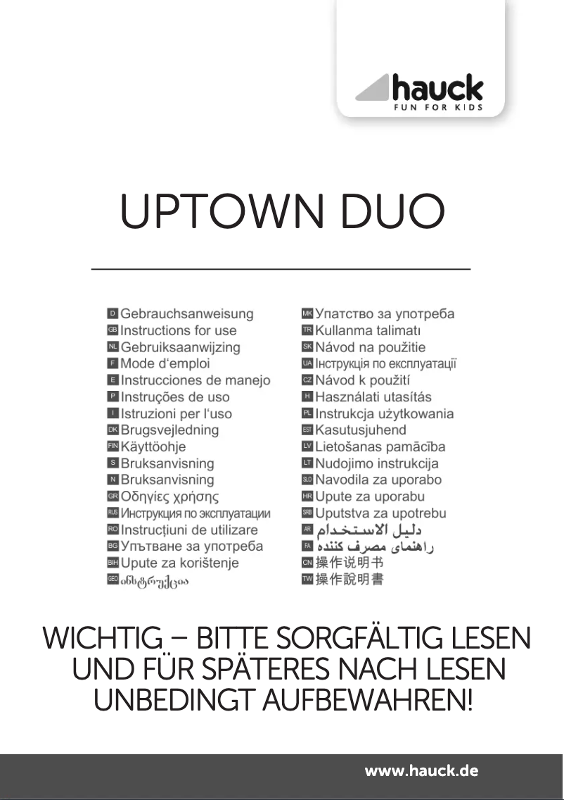Page n°1 - Manuel utilisateur Hauck Uptown Duo