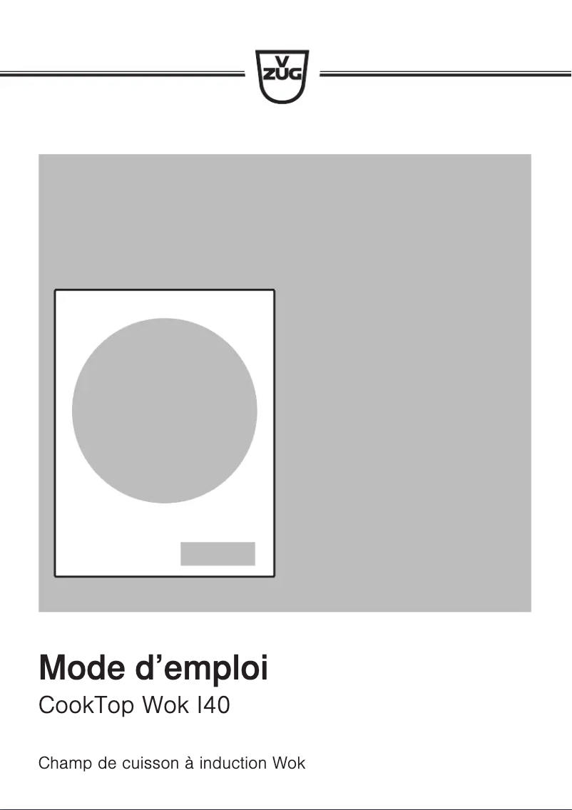 Image de la première page du manuel de l'appareil CookTop Wok I40