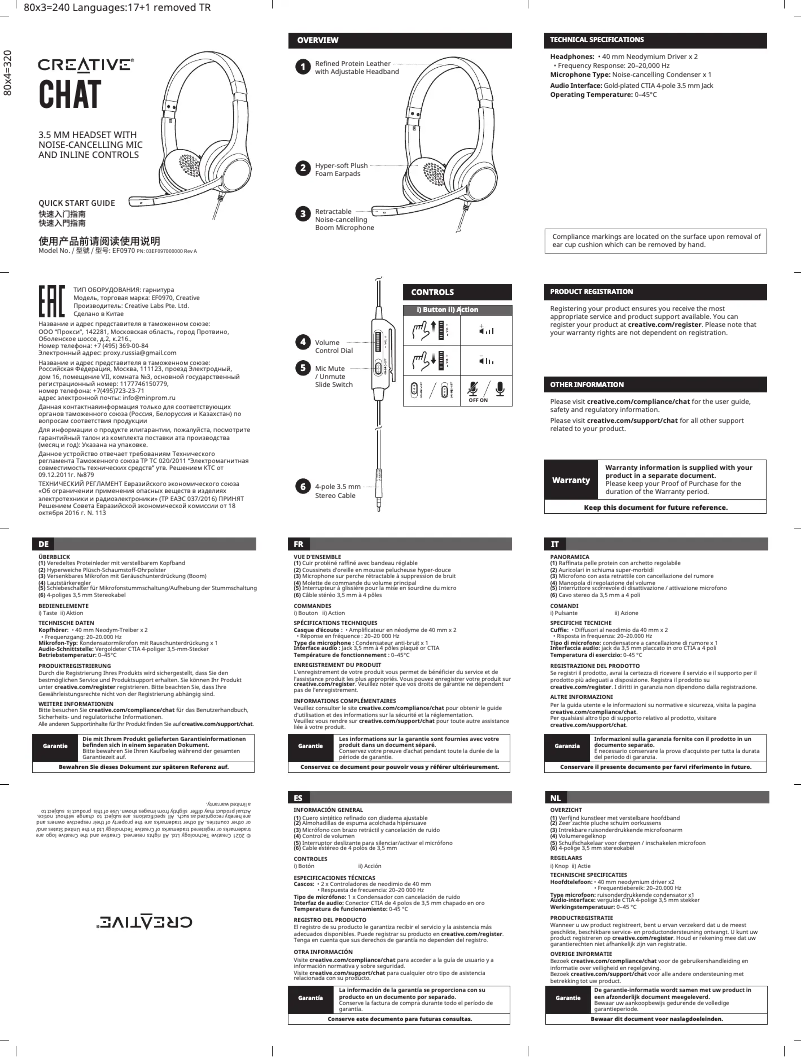 Page 1 de la notice Manuel utilisateur Creative Chat USB