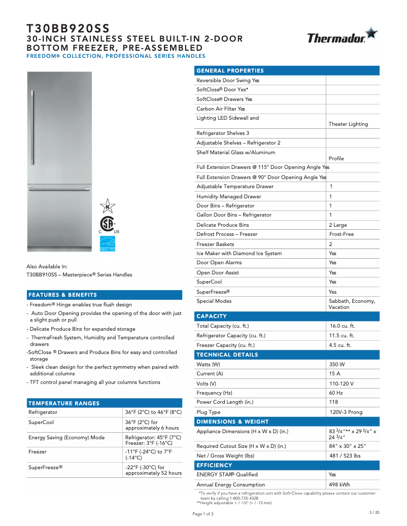 Image de la première page du manuel de l'appareil T30BB920SS