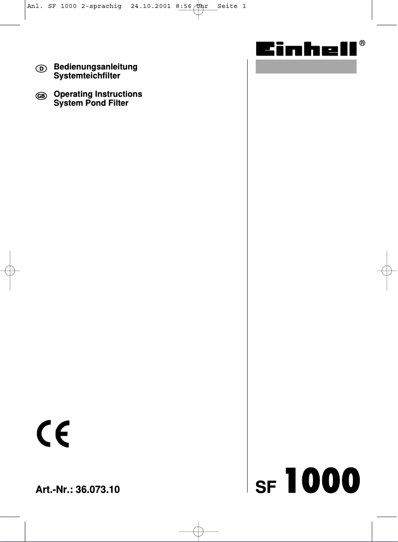 Page 1 de la notice Manuel utilisateur Einhell SF 1000