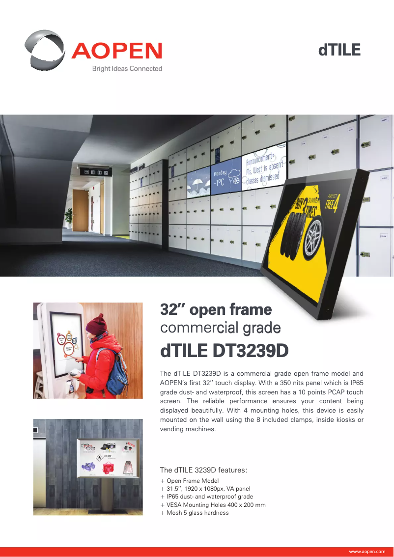 Page 1 de la notice Manuel utilisateur Aopen dTile DT3239D