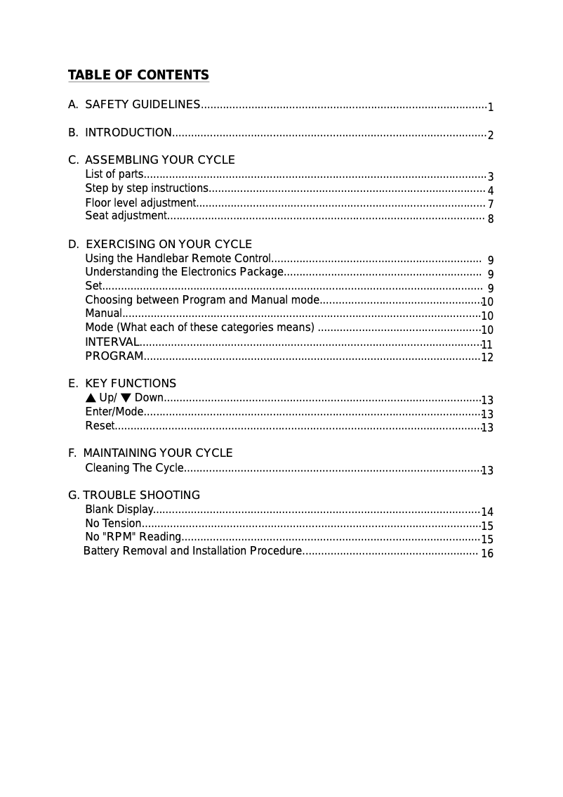 Page 1 de la notice Manuel utilisateur SportsArt 5002B