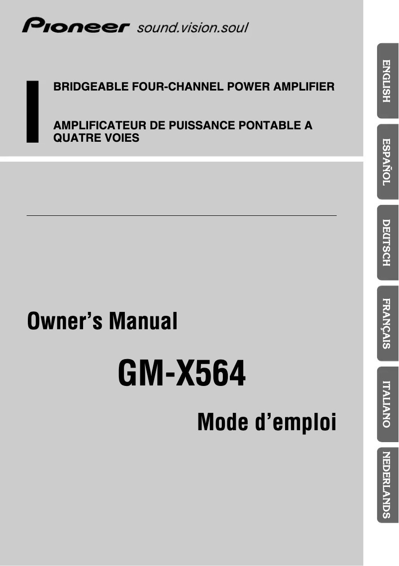 Page n°1 - Manuel utilisateur Pioneer GM-X564