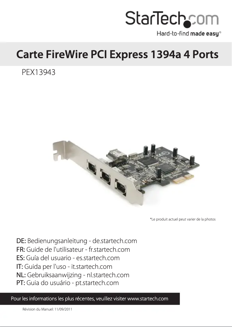 Page 1 de la notice Manuel utilisateur StarTech.com PEX13943