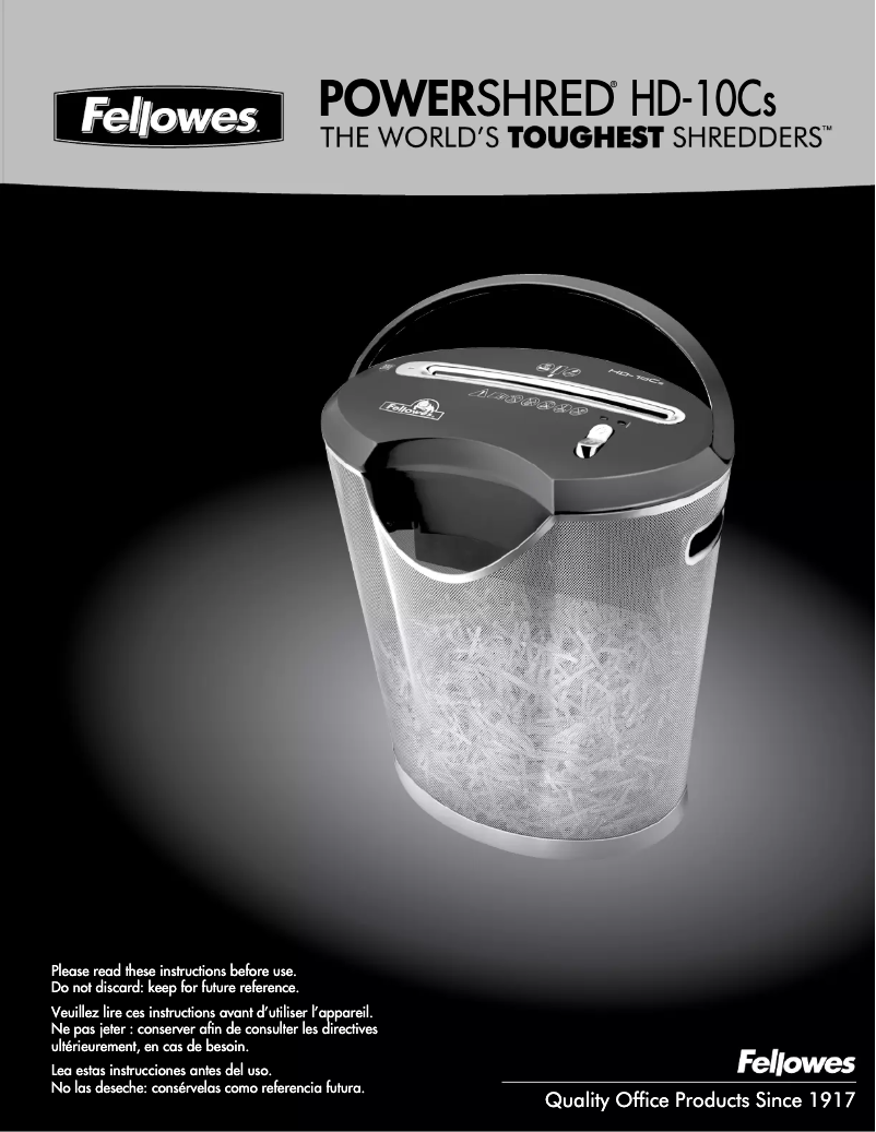 Page 1 de la notice Manuel utilisateur Fellowes HD-10Cs