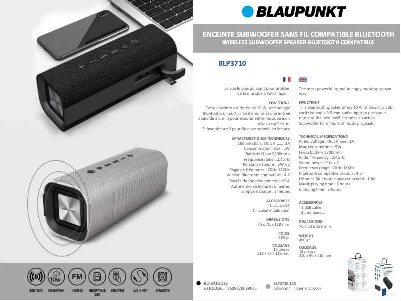 Image de la première page du manuel de l'appareil BLP3710