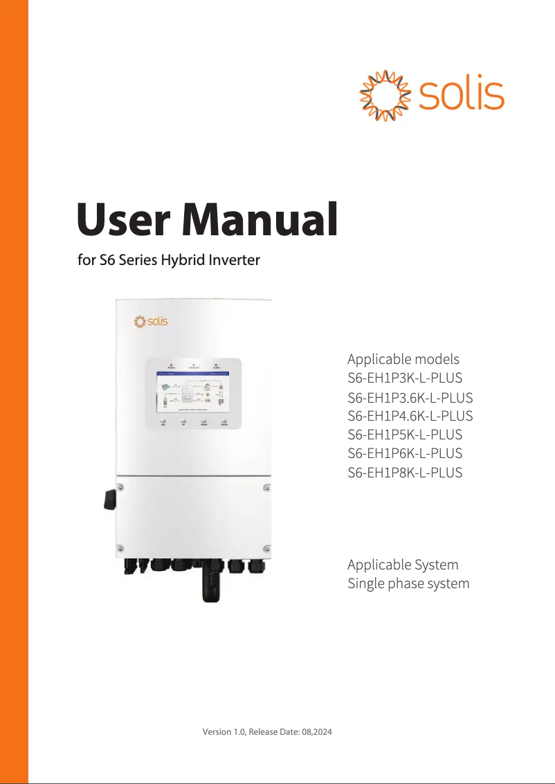 Page n°1 - Manuel utilisateur V-TAC S6-EH1P6K-L-PLUS