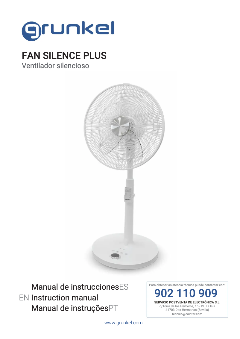 Page 1 de la notice Manuel utilisateur Grunkel FAN Silence Plus