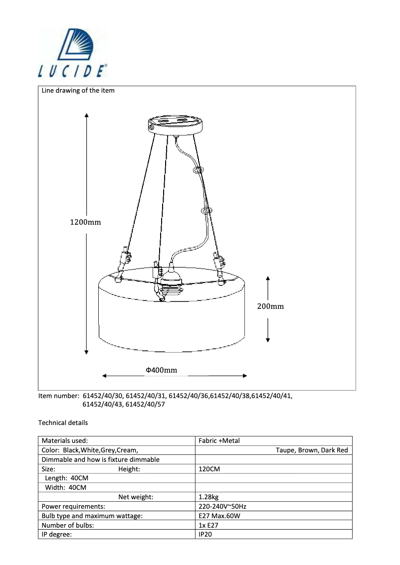Page n°1 - Manuel utilisateur Trio Lighting Coral