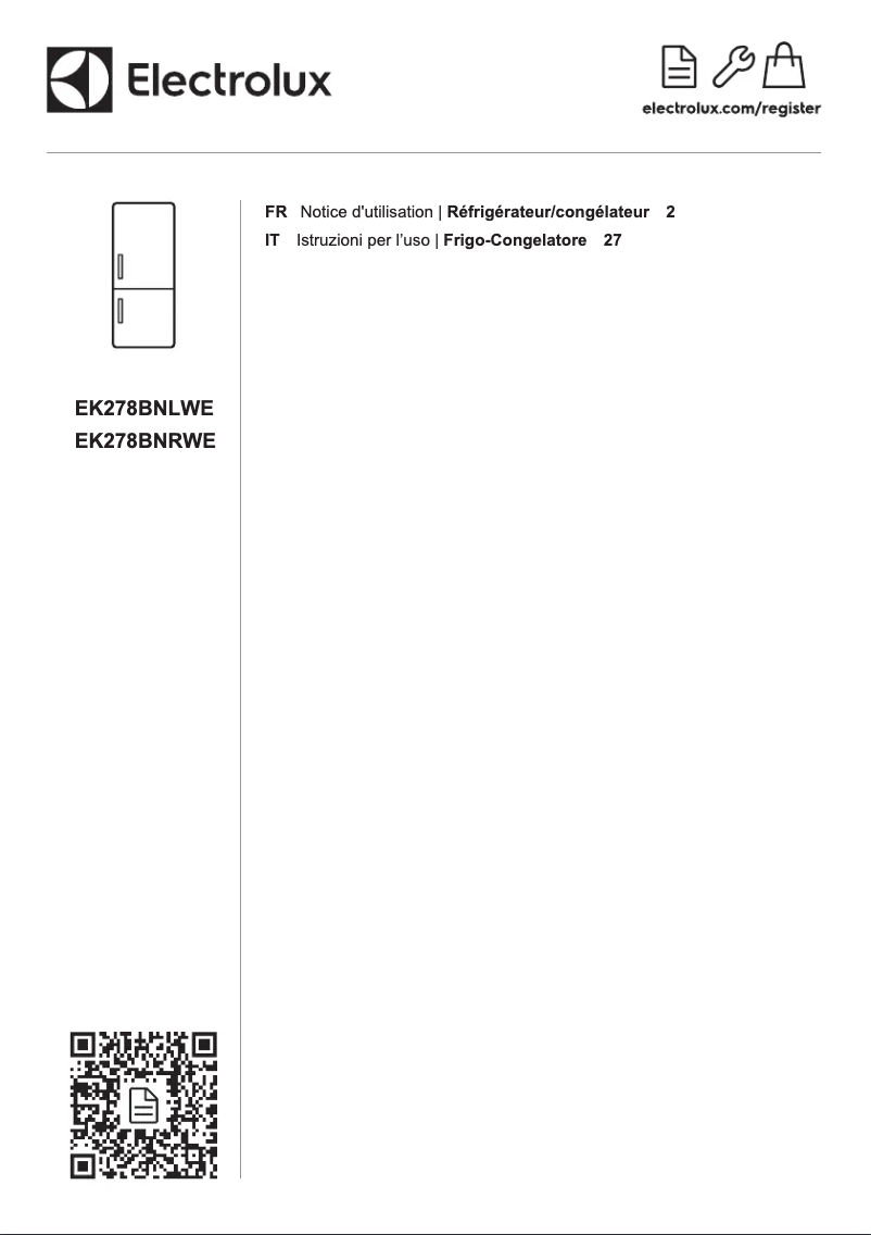 Page 1 de la notice Manuel utilisateur Electrolux EK278BNLWE