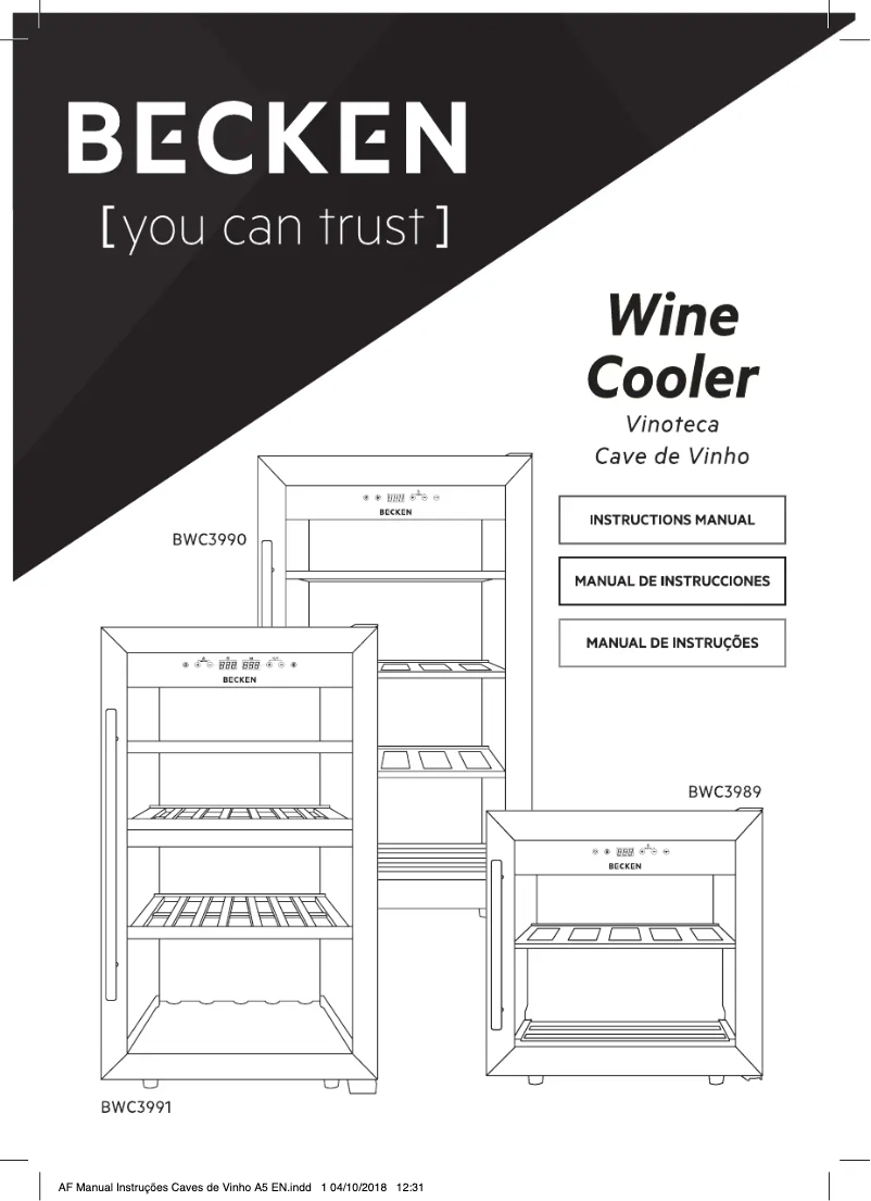 Page 1 de la notice Manuel utilisateur Becken BWC3989