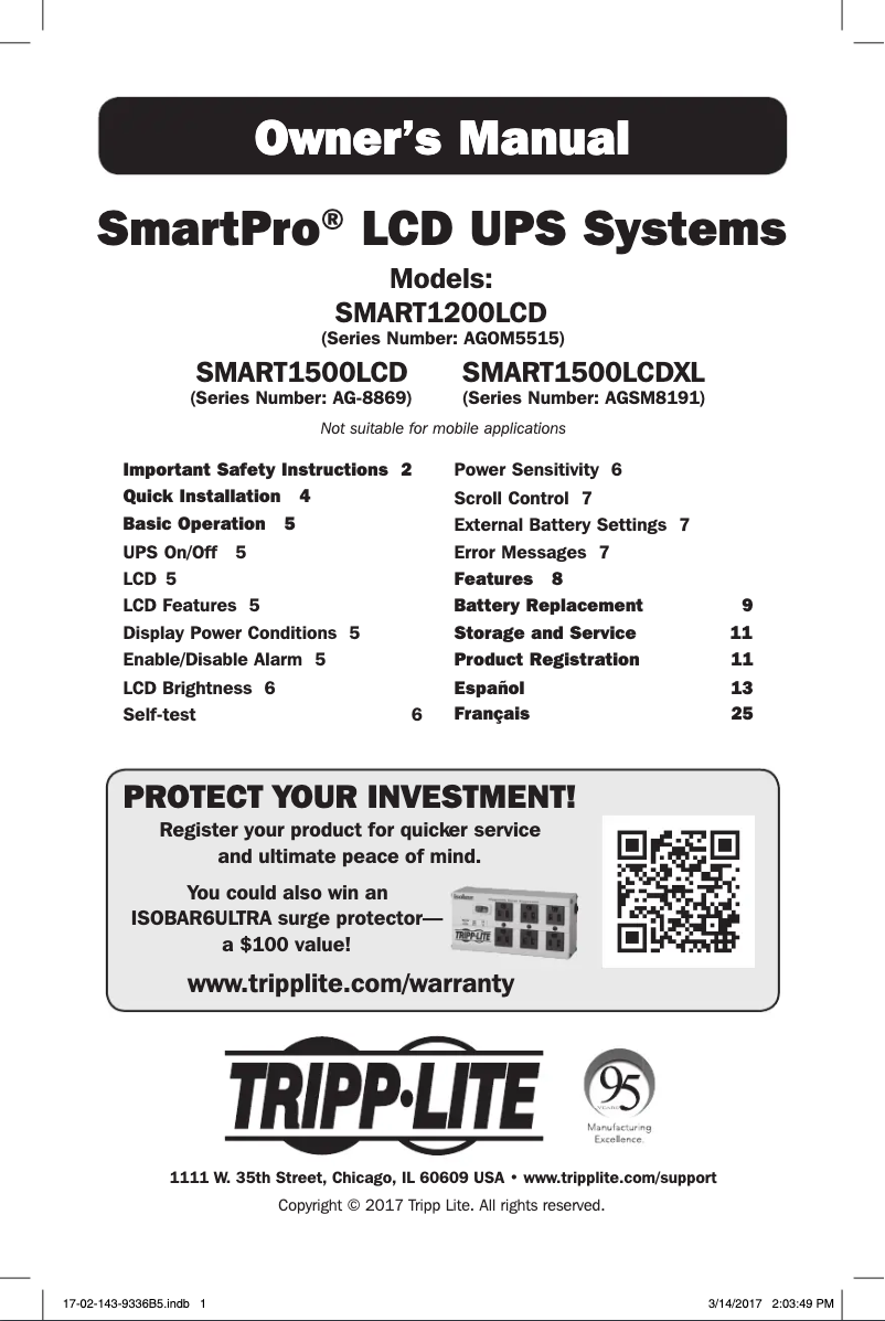 Página 1 del manual Manual de usuario Tripp Lite SmartPro SMART1200LCD