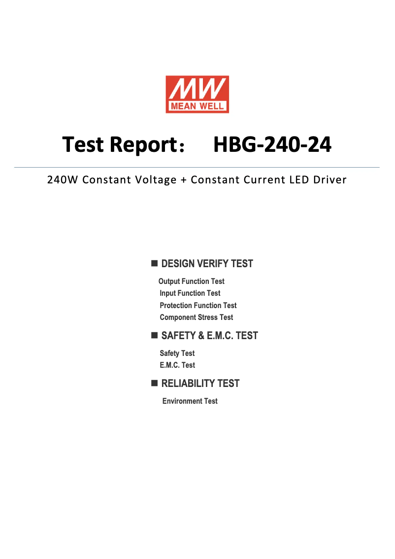 Page n°1 - Fiche technique Mean Well HBG-240-24